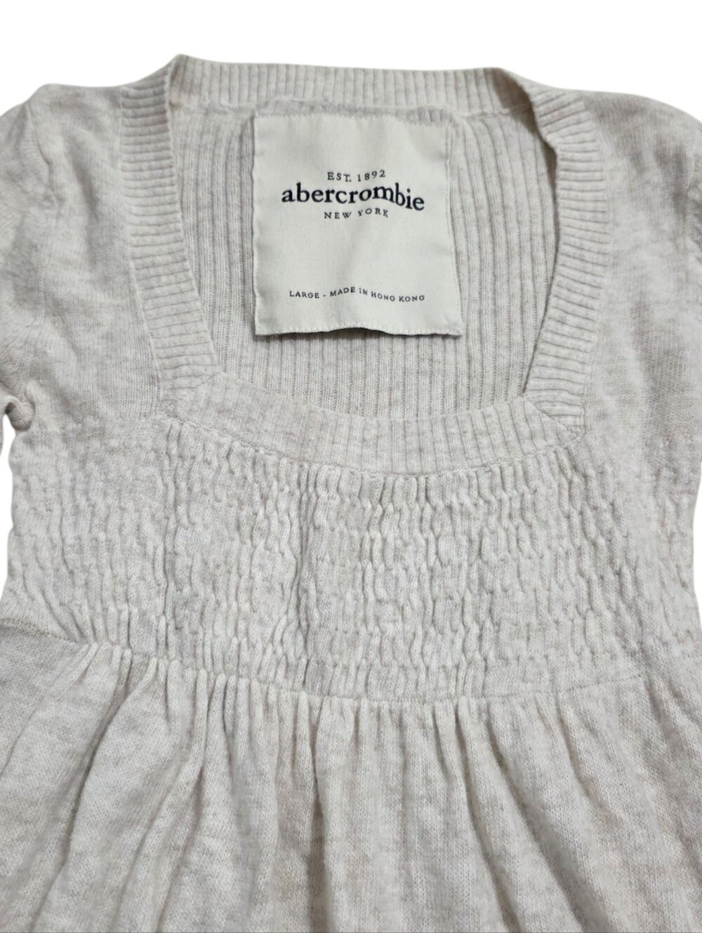 Abercrombie vintage cream knit long sleeve babydoll peplum top - Picture 2 of 3